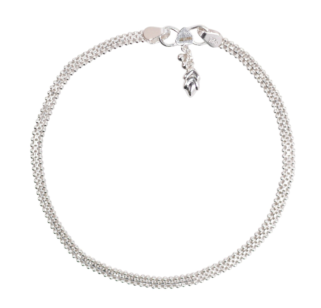 925 Sterling Silver Box Chain Traditional Single Anklet for Women