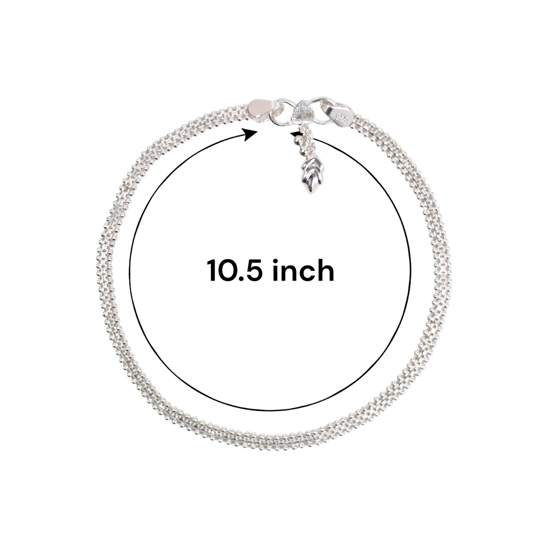 925 Sterling Silver Box Chain Traditional Single Anklet for Women