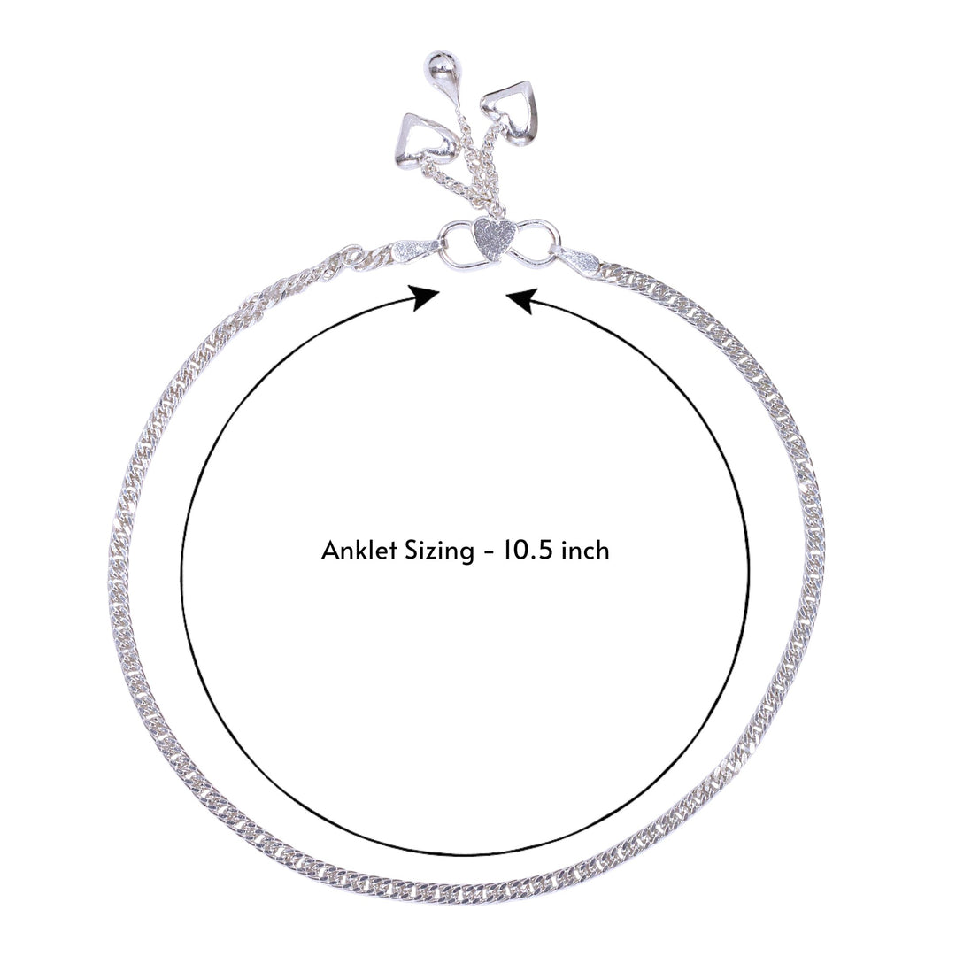 925 Sterling Silver Curb Chain 10.5 inch Anklets for Women