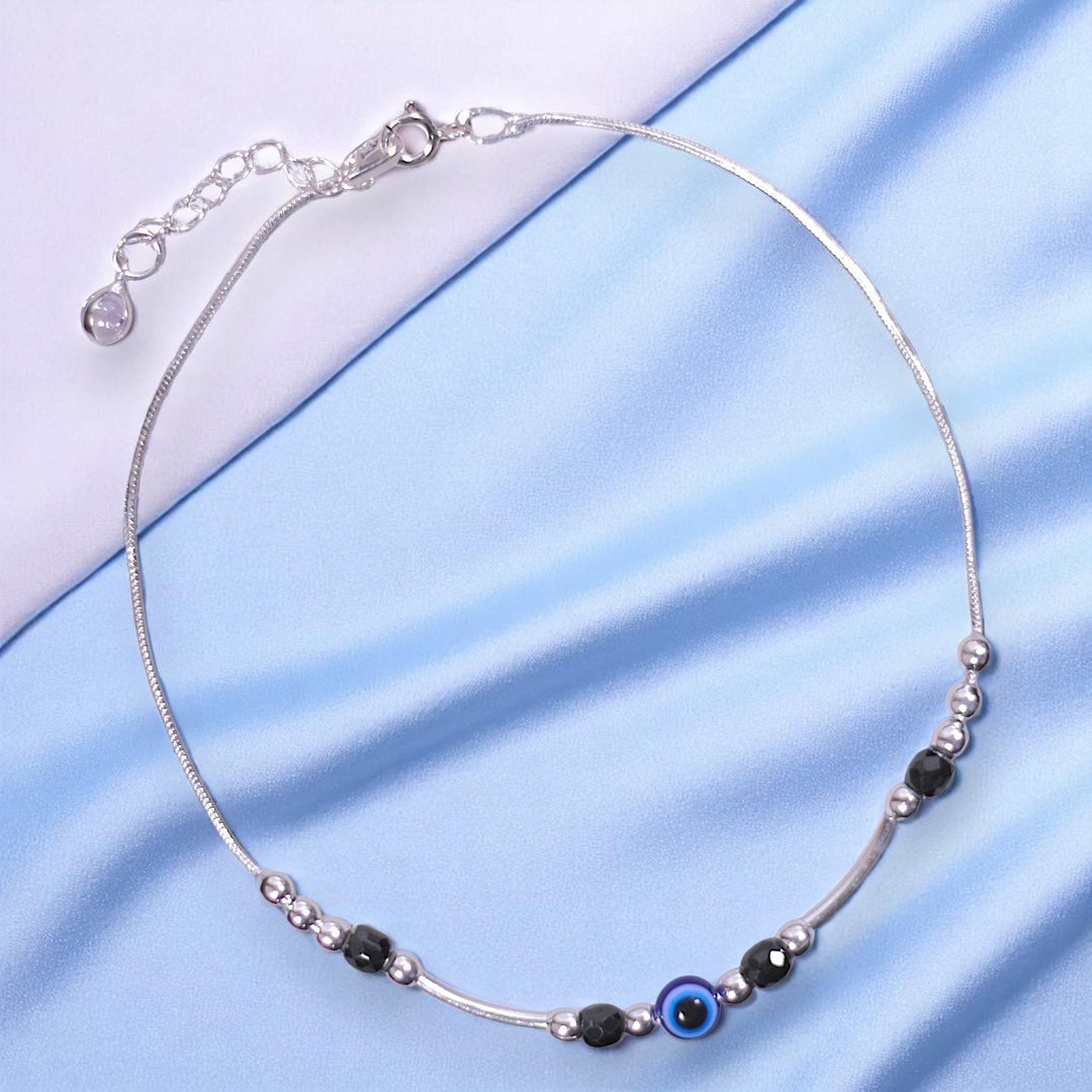 925 Sterling Silver Evil Eye Chain Single Anklets for Women