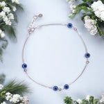 Load image into Gallery viewer, 925 Sterling Silver Evil Eye Beaded Chain Single Anklet for Women
