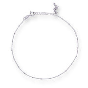 925 Sterling Silver Beaded Heron Bird Charm Single Chain Anklets for Women