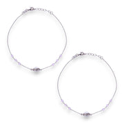 925 Sterling Silver Sea Shell Baby Pink Beaded Chain Anklets for Women