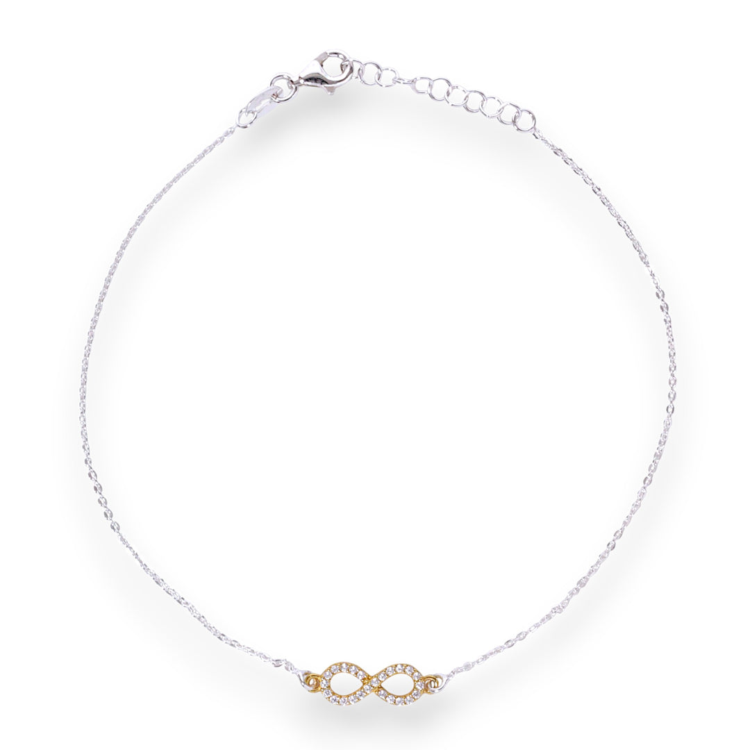 925 Sterling Silver Infinity with CZ Single Anklet for Women