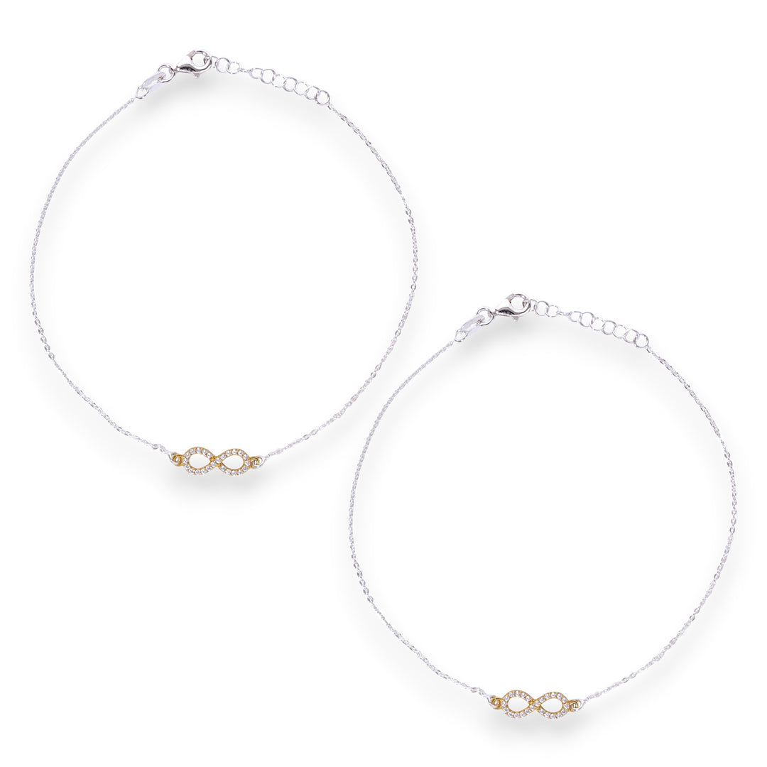 925 Sterling Silver Infinity CZ Design Anklets for Women