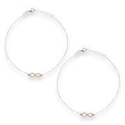 925 Sterling Silver Infinity CZ Design Anklets for Women