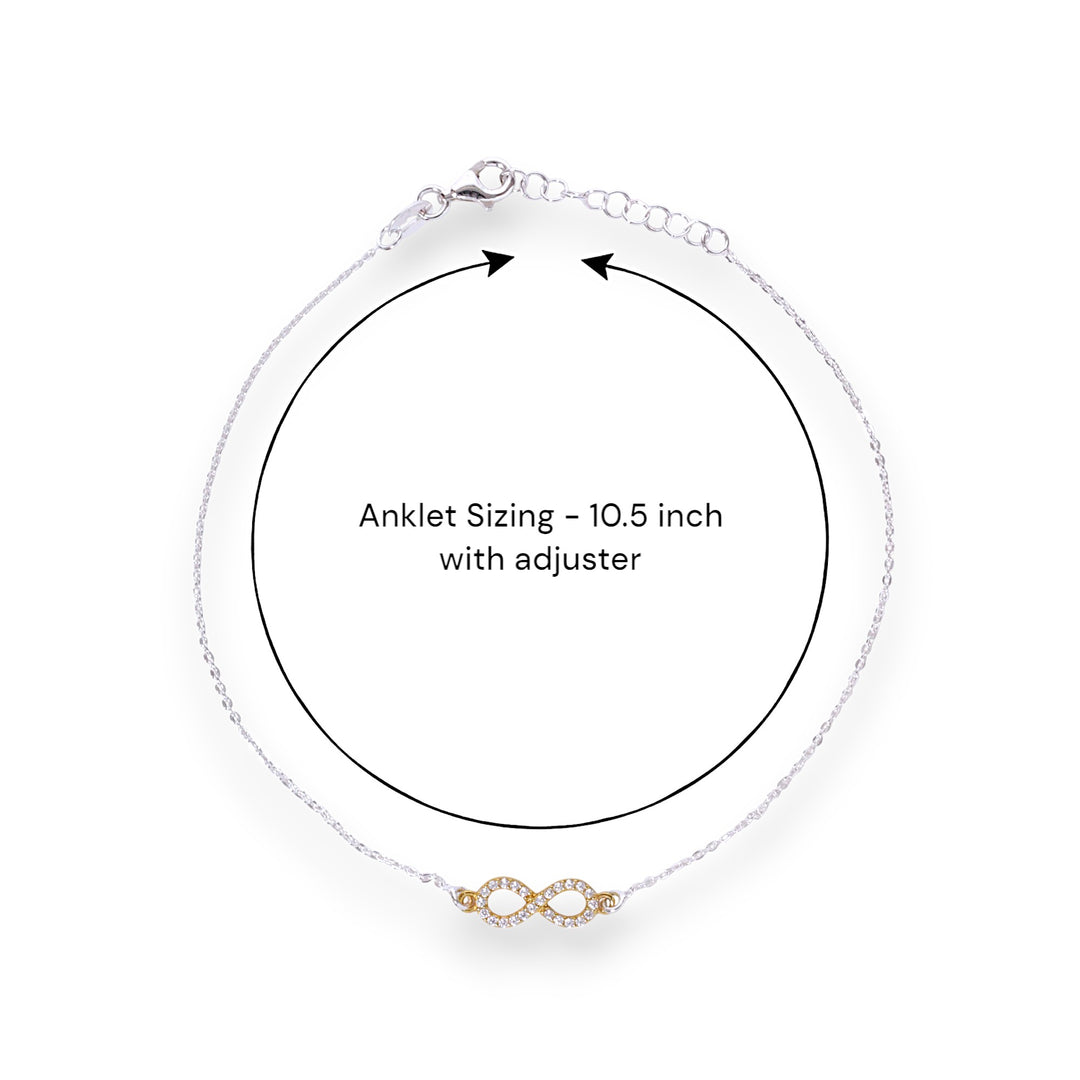 925 Sterling Silver Infinity CZ Design Anklets for Women