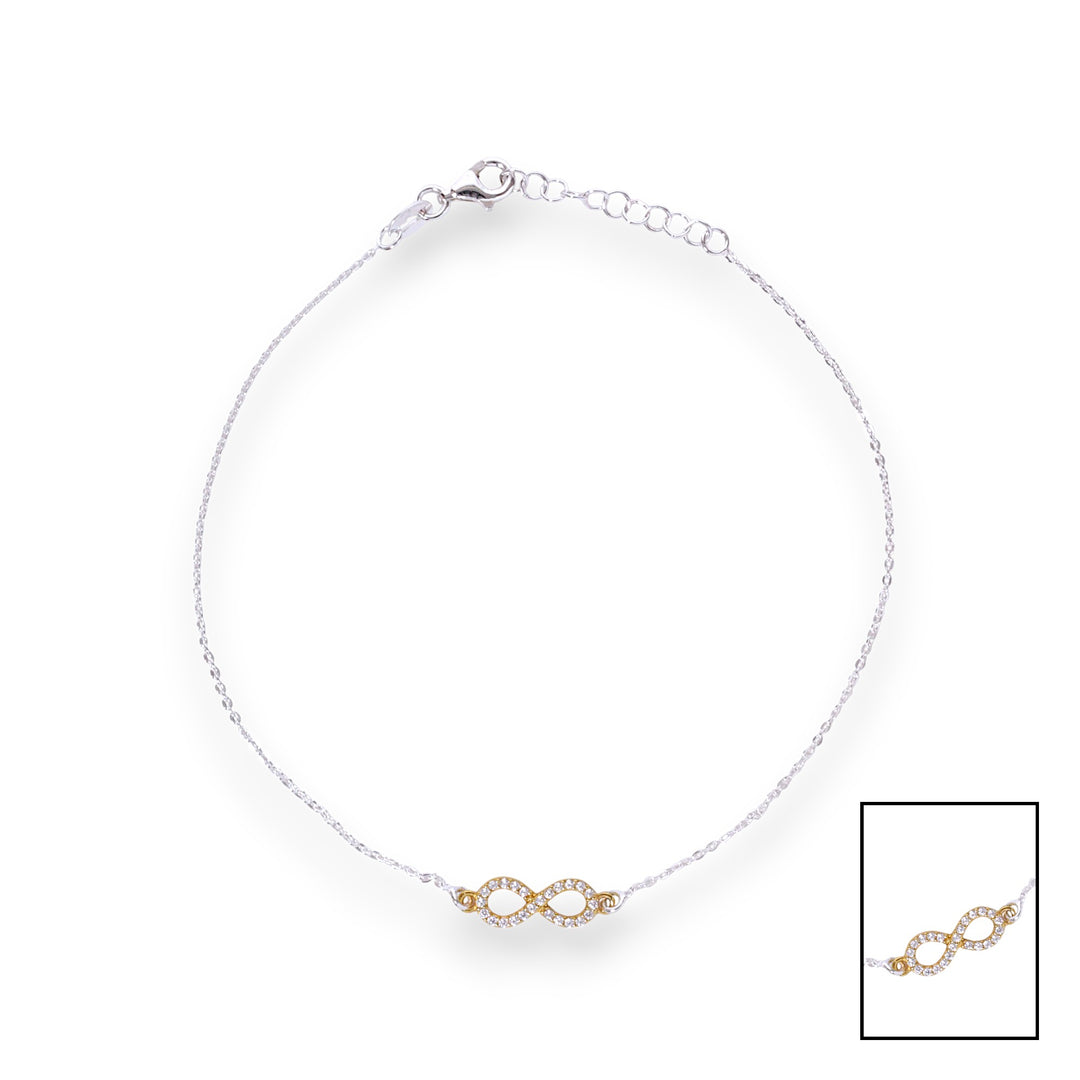 925 Sterling Silver Infinity CZ Design Anklets for Women