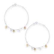 925 Sterling Silver Star Gold & Silver Anklet for Women