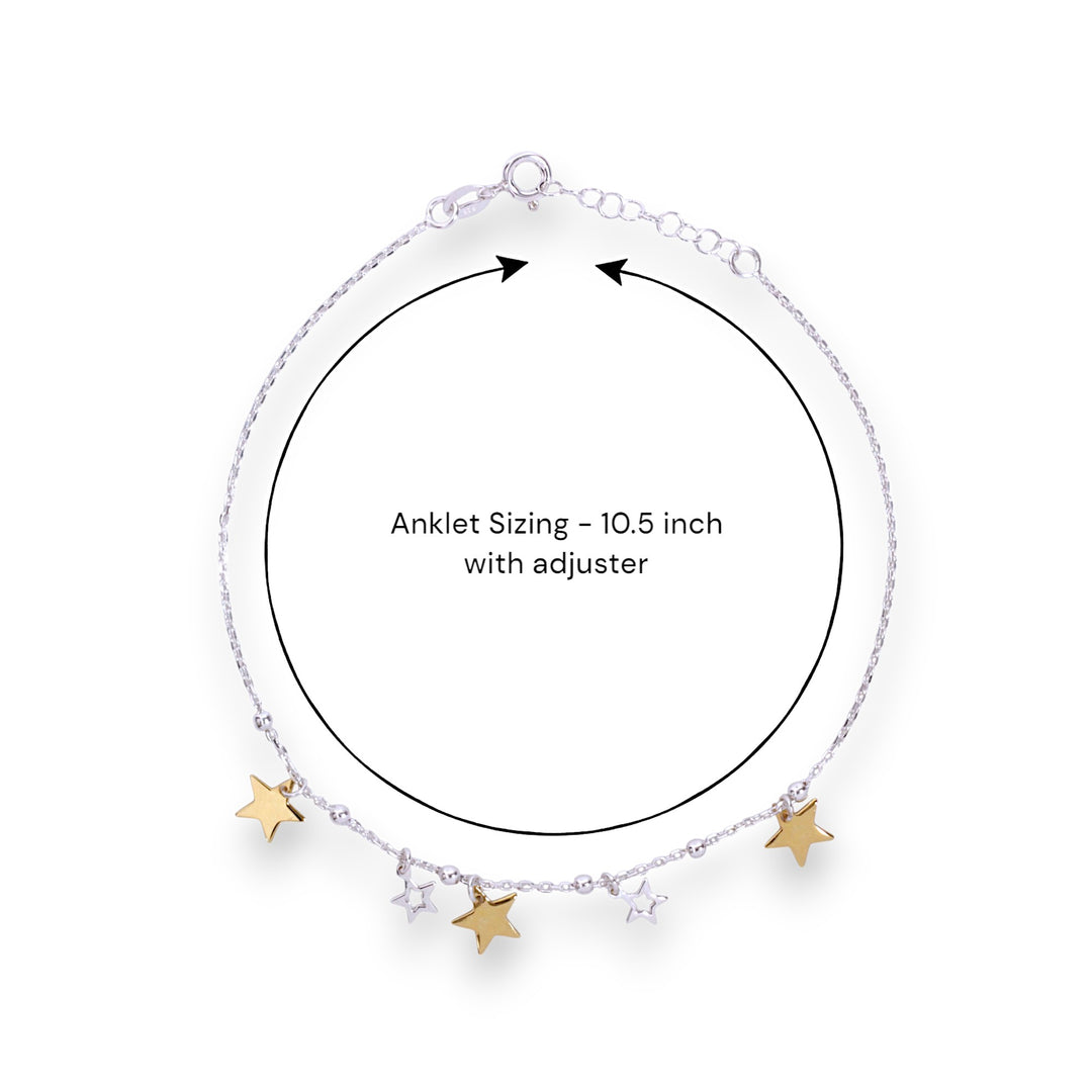 925 Sterling Silver Star Gold & Silver Anklet for Women