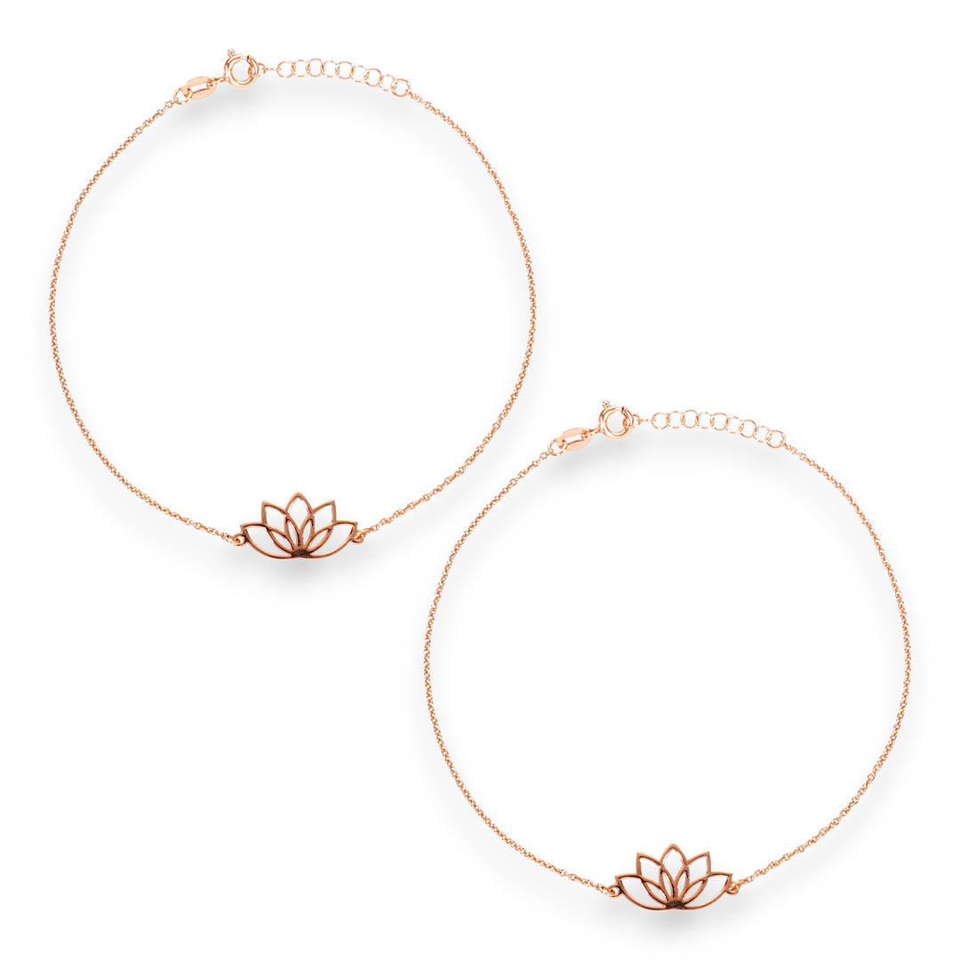 925 Sterling Silver Pure Silver Lotus Rose Gold Plated Anklet for Women