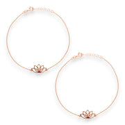 925 Sterling Silver Pure Silver Lotus Rose Gold Plated Anklet for Women