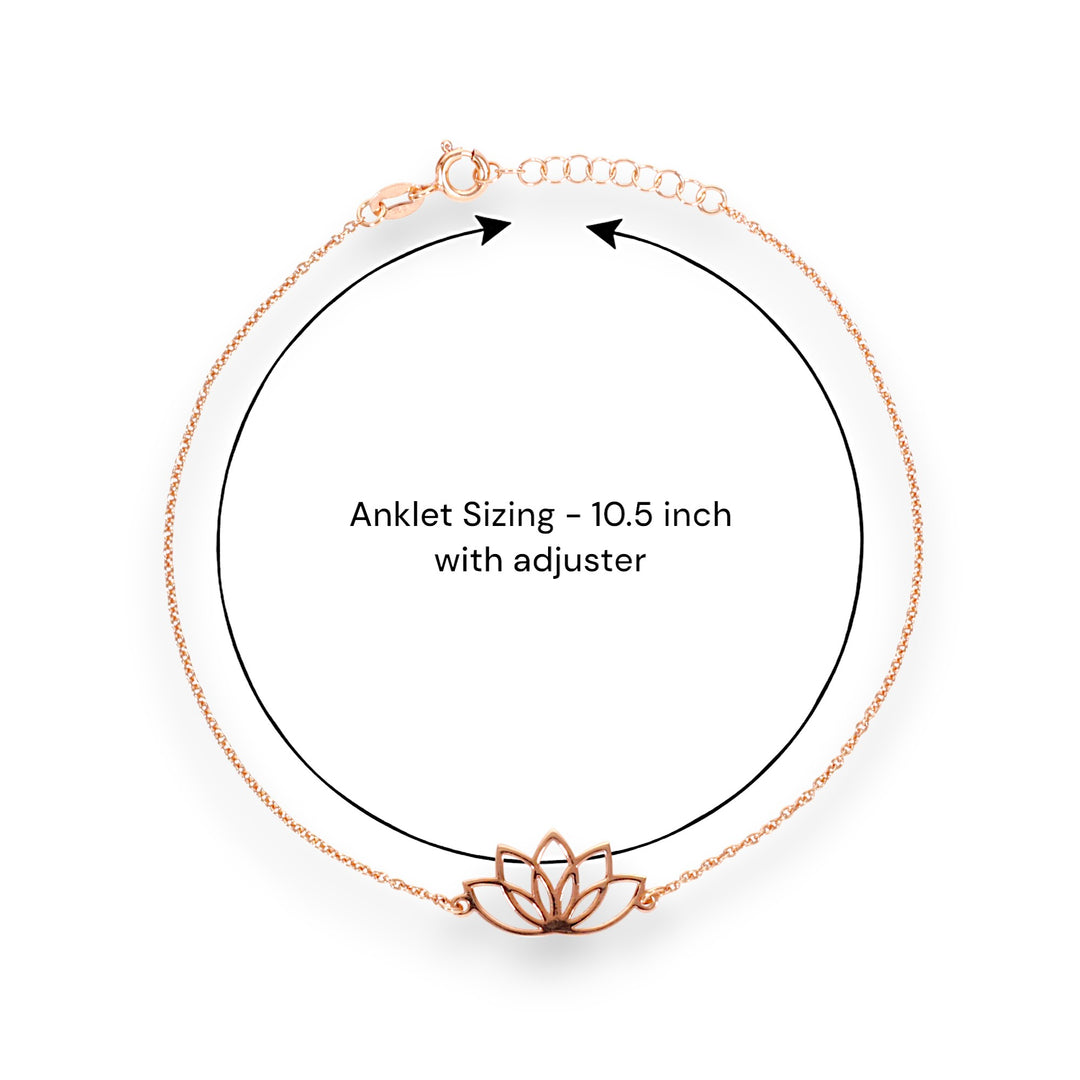 925 Sterling Silver Pure Silver Lotus Rose Gold Plated Anklet for Women