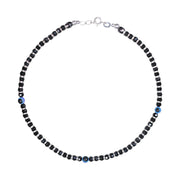 925 Sterling Silver Evil Eye Black Beaded Single Anklet for Women