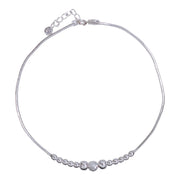 Taraash 925 Sterling Silver Multi Beaded Chain Single Anklet for Women