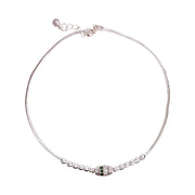925 Sterling Silver Evil Eye Beaded Chain Single Anklet for Women
