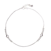 925 Sterling Silver Multi Beaded Single Anklet for Women