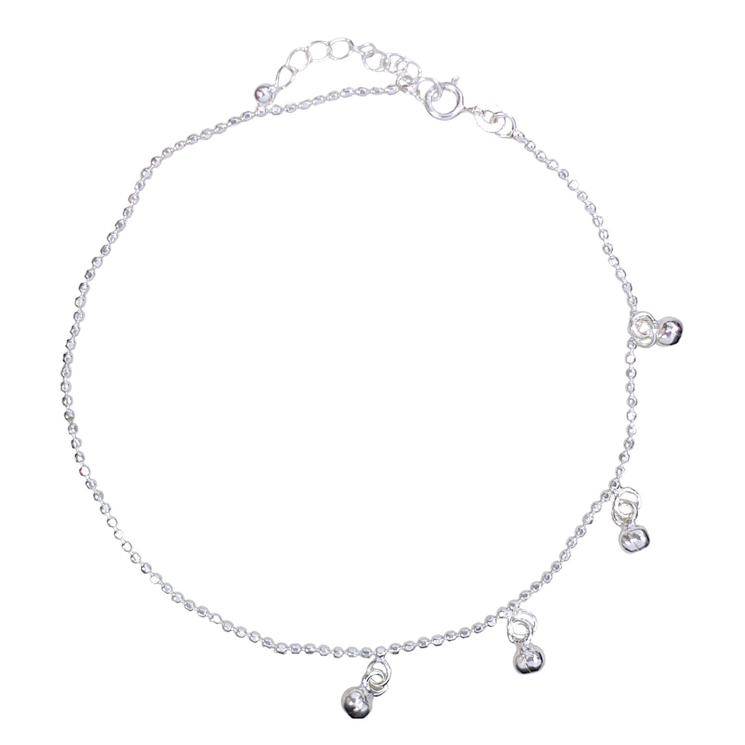 925 Sterling Silver Beaded Single Anklet for Women