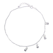 925 Sterling Silver Beaded Single Anklet for Women