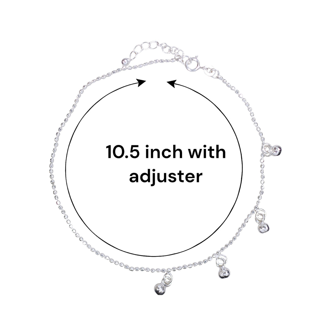 925 Sterling Silver Beaded Single Anklet for Women