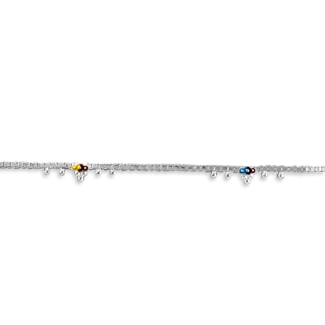 925 Sterling Silver Box Chain with Ghungroo Traditional Single Anklet for Women
