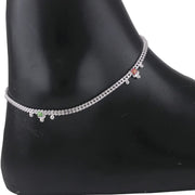 925 Sterling Silver Fancy Box Chain with Ghungroo Single Anklet for Women
