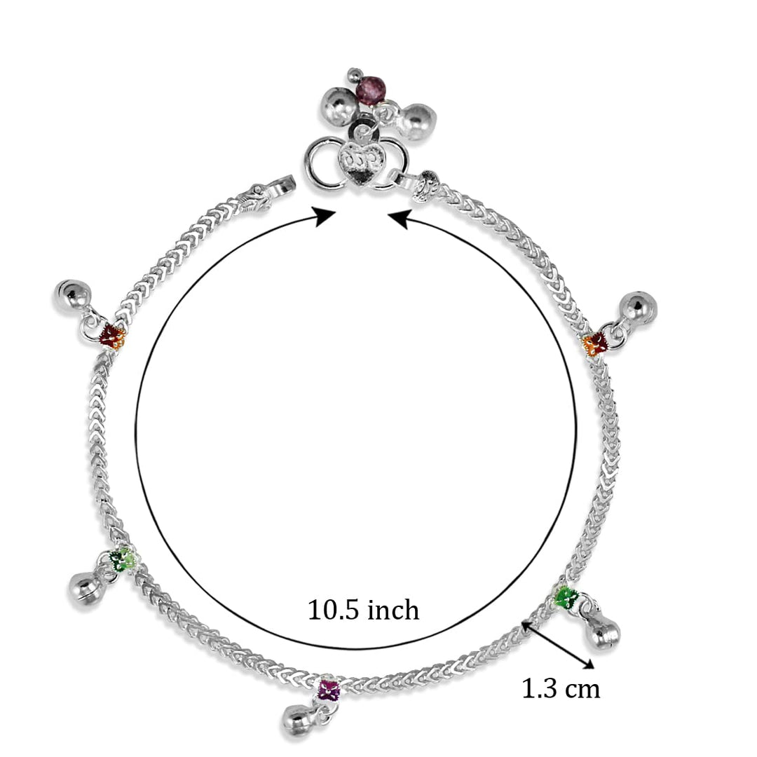 Taraash 925 Sterling Silver Single Ghungroo Anklets For Women