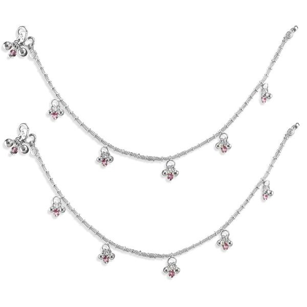 Taraash 925 Sterling Silver CZ Chain Anklet For Women