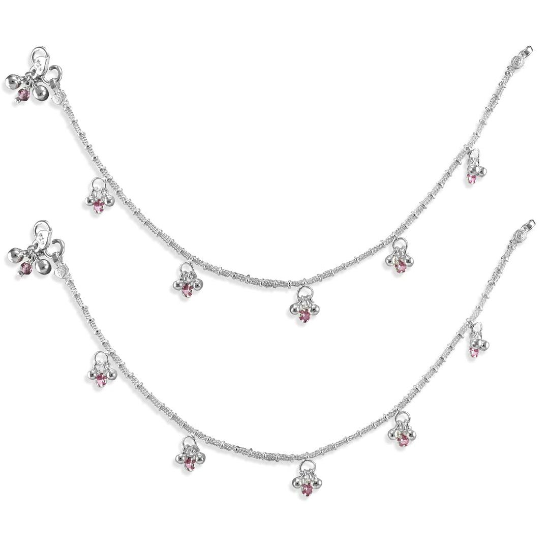 Taraash 925 Sterling Silver CZ Chain Anklet For Women