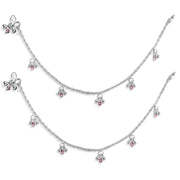 Taraash 925 Sterling Silver CZ Chain Anklet For Women
