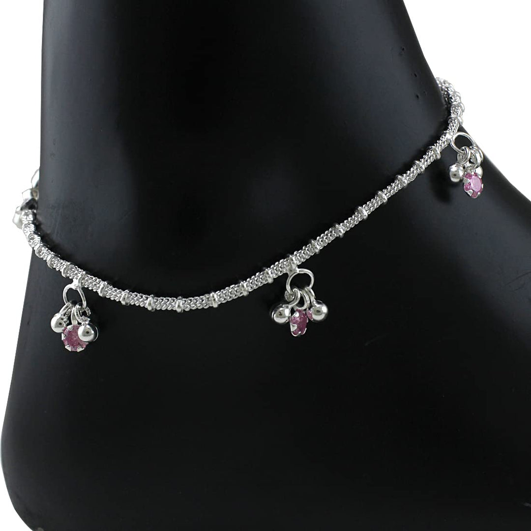 Taraash 925 Sterling Silver CZ Chain Anklet For Women