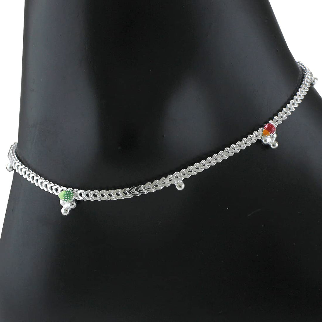 Taraash 925 Sterling Silver Beads Anklets For Women