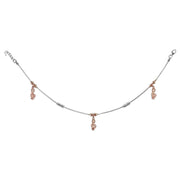 925 Sterling Silver Dangling Music Charm Chain Single Anklet for Women