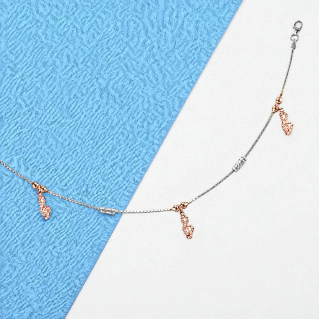 925 Sterling Silver Dangling Music Charm Chain Single Anklet for Women