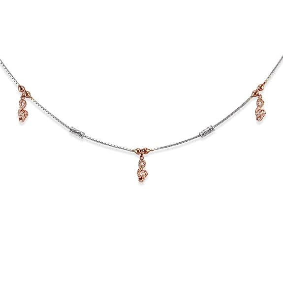 925 Sterling Silver Dangling Music Charm Chain Single Anklet for Women