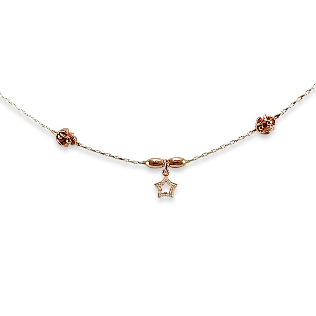 Taraash 925 Sterling Silver Rose Gold Star Anklet For Women