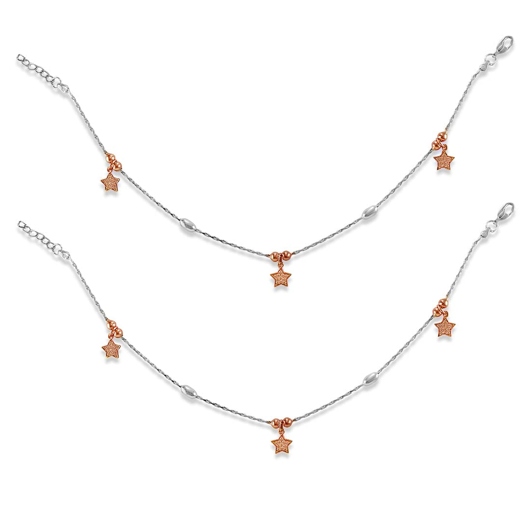 Taraash 925 Sterling Silver Star Charm Anklet For Women