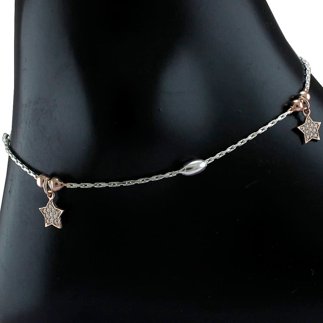 Taraash 925 Sterling Silver Star Charm Anklet For Women