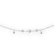925 Sterling Silver CZ Charm Chain Single Anklet for Women