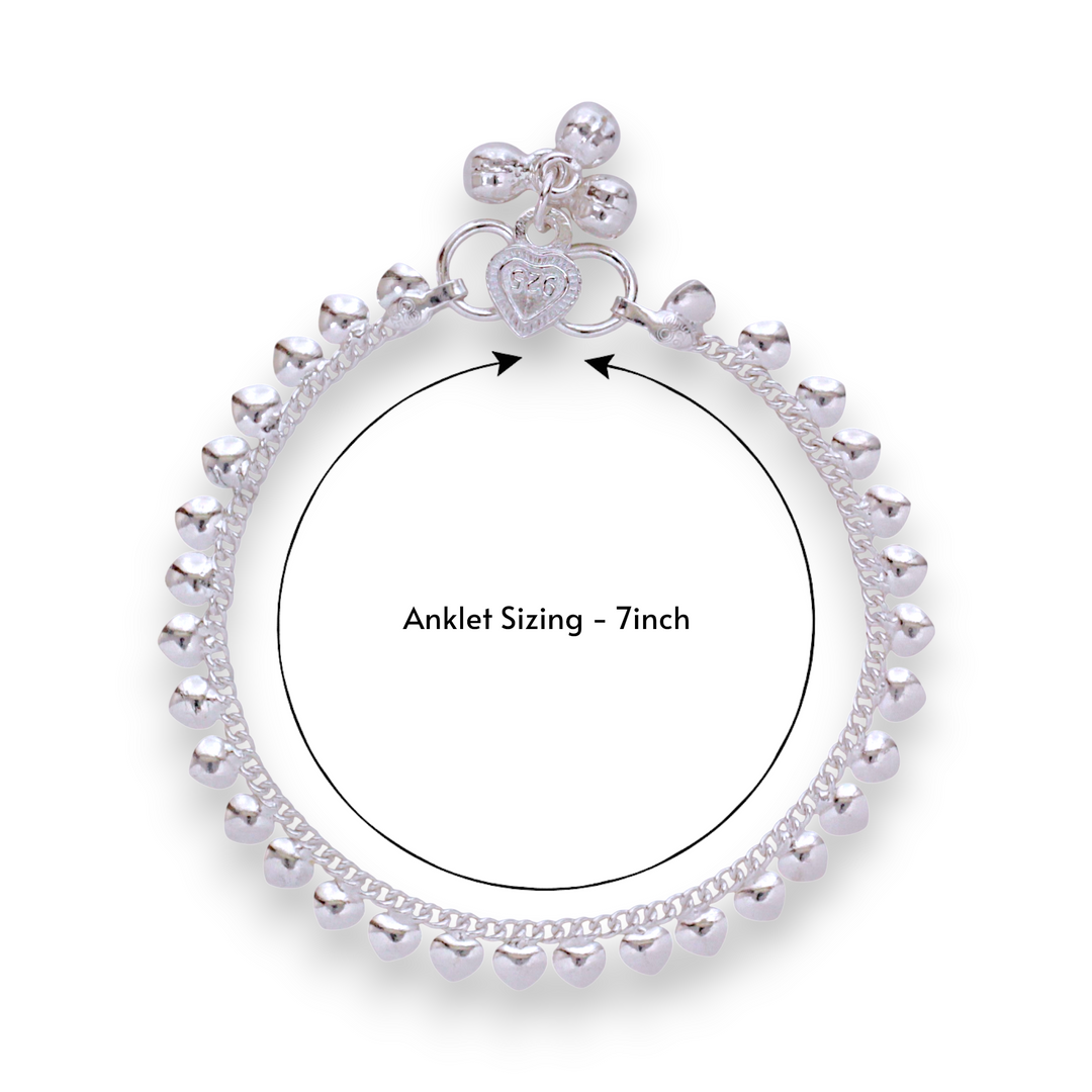 925 Sterling Silver Leaf Design Anklets for Girls/Kids