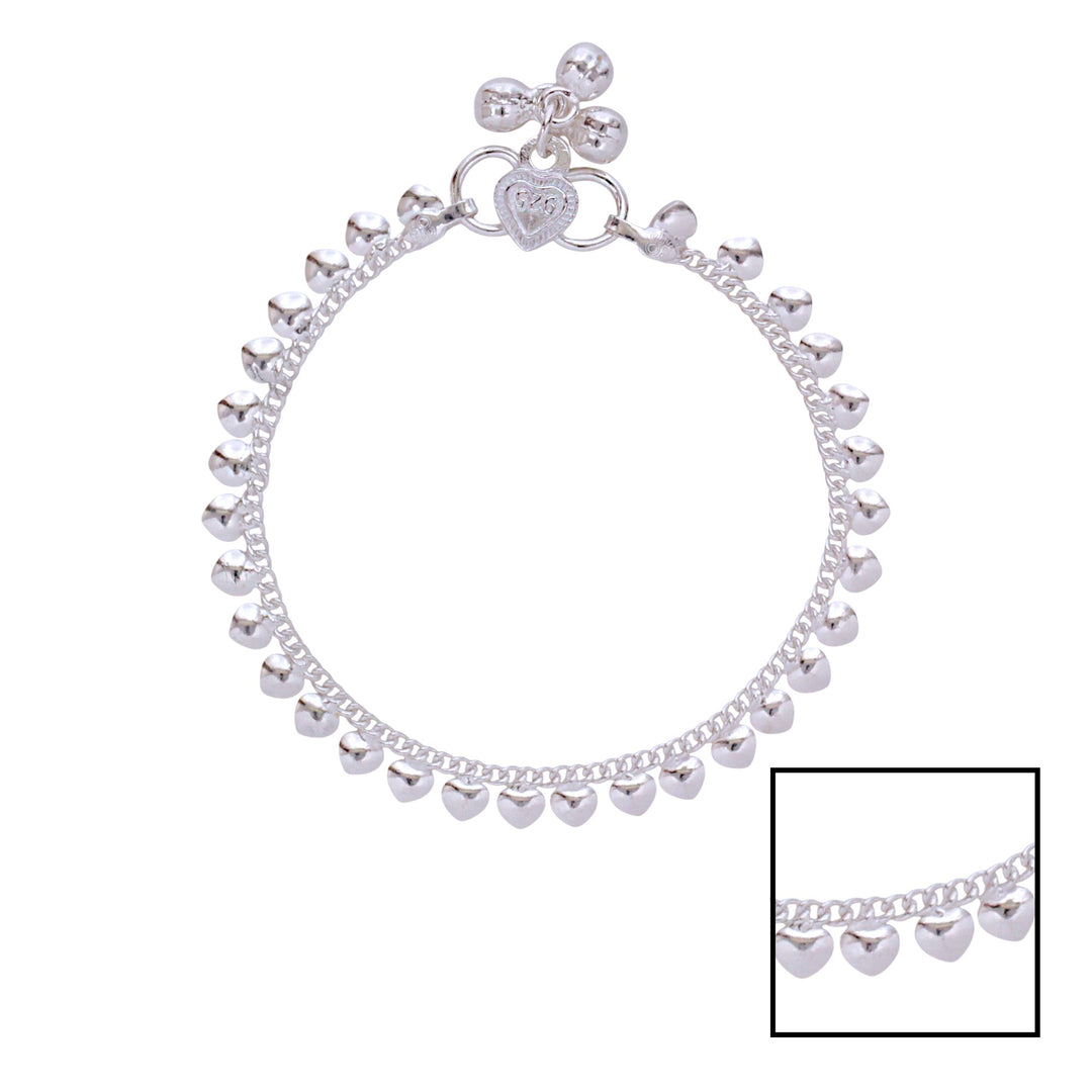 925 Sterling Silver Leaf Design Anklets for Girls/Kids