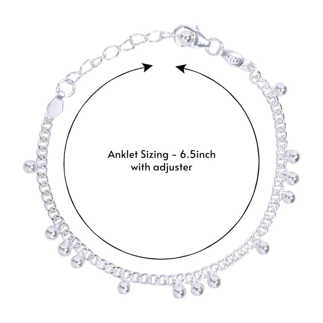 925 Sterling Silver Chain 6.5 inches Anklets For Girls