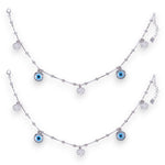 Load image into Gallery viewer, 925 Sterling Silver Floral Shaped Charms Evil Eye Anklet For Women.
