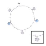 Load image into Gallery viewer, 925 Sterling Silver Floral Shaped Charms Evil Eye Anklet For Women.
