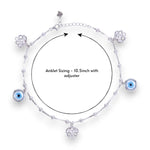 Load image into Gallery viewer, 925 Sterling Silver Evil Eye &amp; Charms Single Anklet For Women

