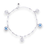 Load image into Gallery viewer, 925 Sterling Silver Evil Eye &amp; CZ Square Charm Anklet Women
