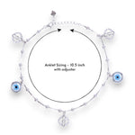 Load image into Gallery viewer, 925 Sterling Silver Evil Eye &amp; CZ Charm Single Anklet For Women