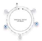 Load image into Gallery viewer, 925 Sterling Silver Evil Eye &amp; CZ Square Charm Anklet Women
