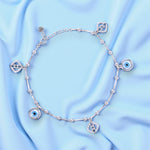 Load image into Gallery viewer, 925 Sterling Silver Evil Eye &amp; CZ Charm Single Anklet For Women
