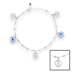 Load image into Gallery viewer, 925 Sterling Silver Evil Eye &amp; CZ Charm Single Anklet For Women